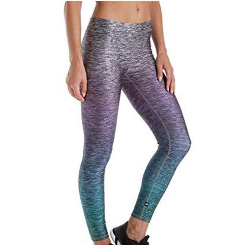 Terez Gradient Heathered Leggings in Purple, Teal, Gray